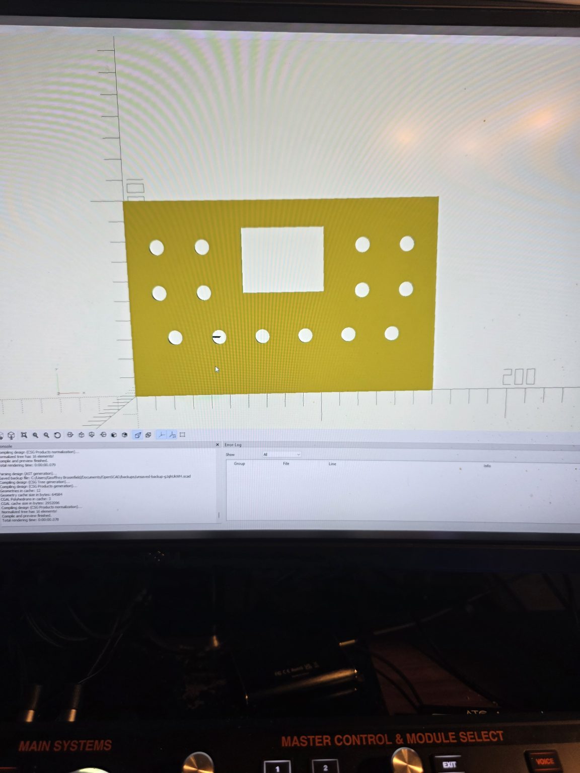 A screen showing the rev2 faceplate design in SCAD.