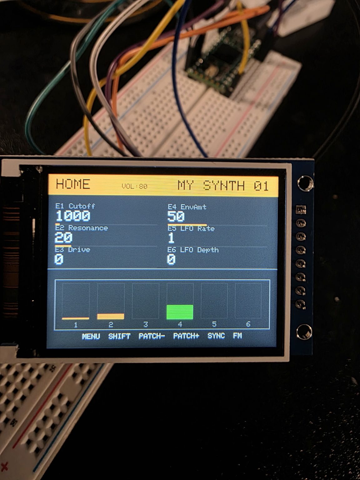 The rev2.5 interface, with menus and context labels along the bottom.