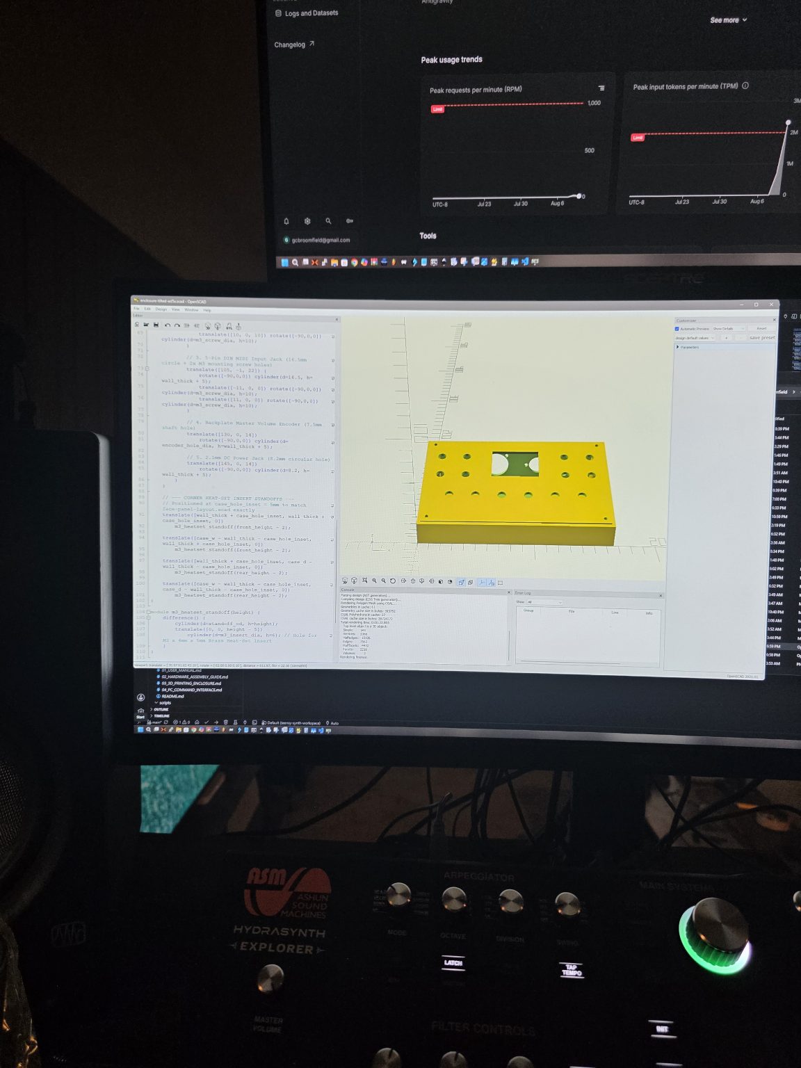 A front view of the synth case design, rendered in SCAD.
